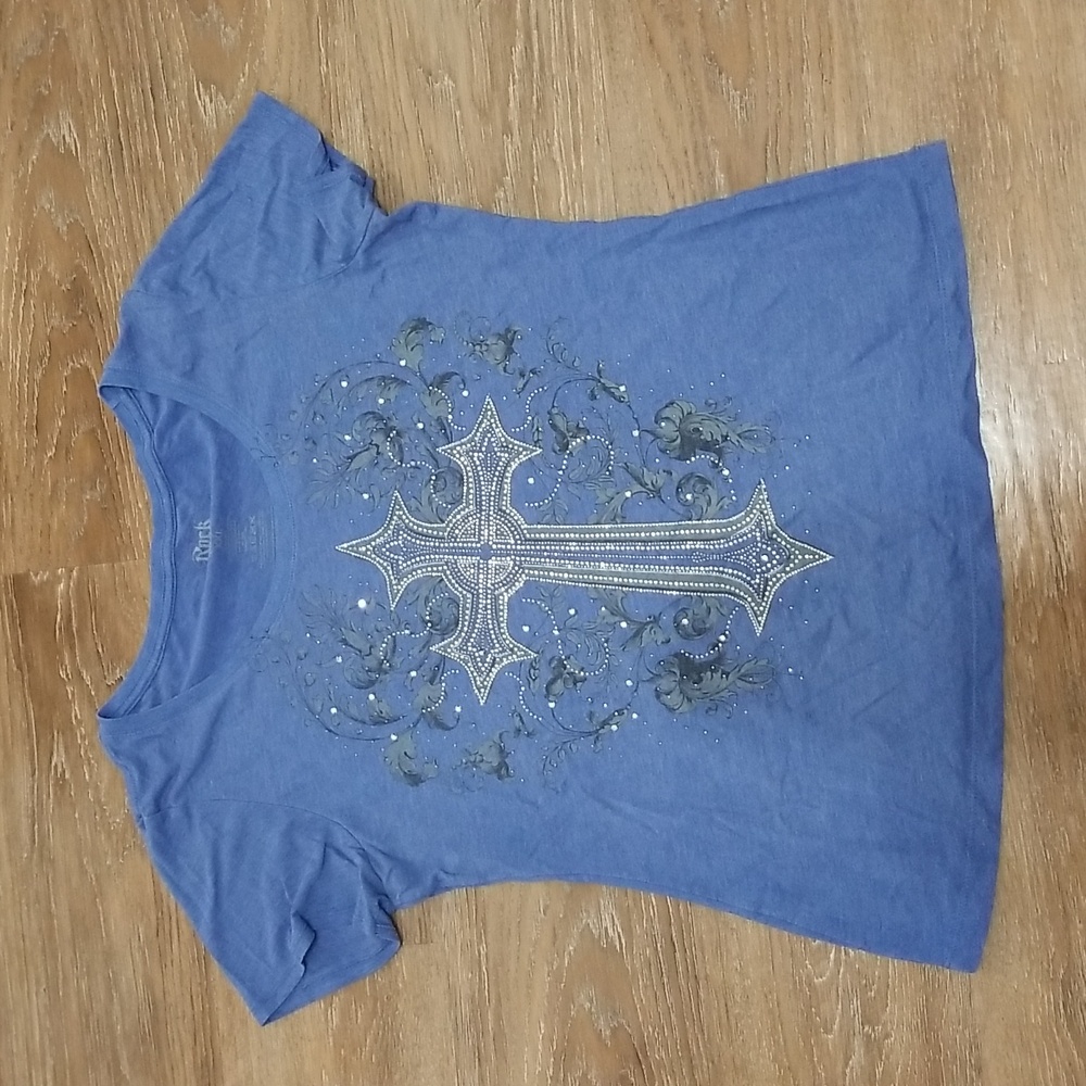 (XXL) Rock by Wrangler Embellished Bejeweled Casual T-Shirt Rock Y2K Retro